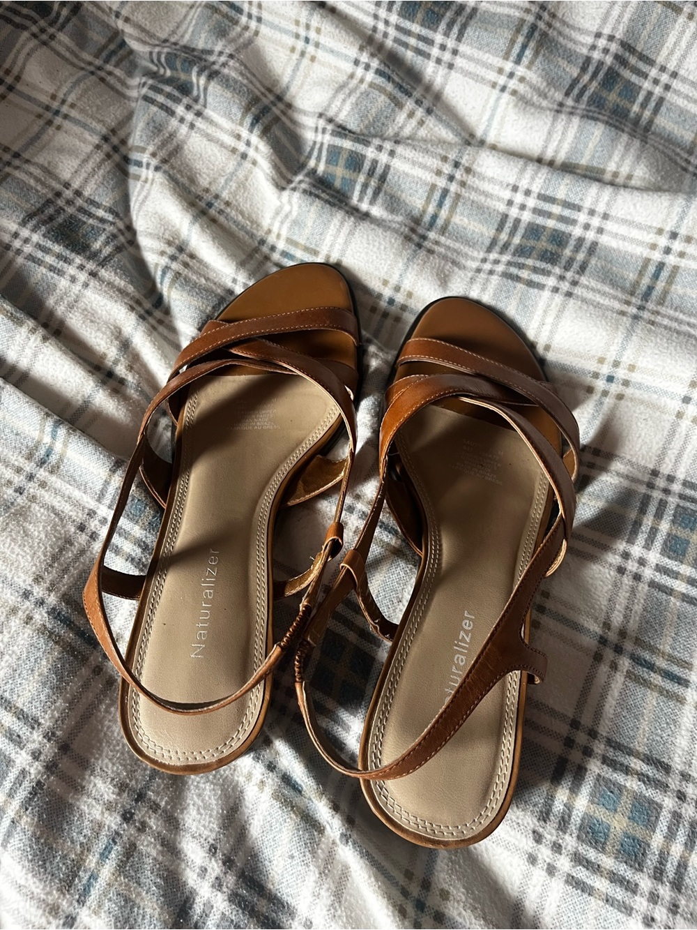 Naturalizer Tan Brown Strappy Block Heel Sandals - Picture 2 of 4